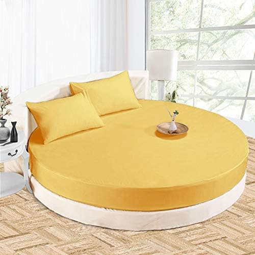 Lusso Mercato Sábana bajera redonda 100% algodón de 800 hilos, 1 sábana bajerainferior de 15 pulgadas de profundidad y 2 fundas de almohada, juego