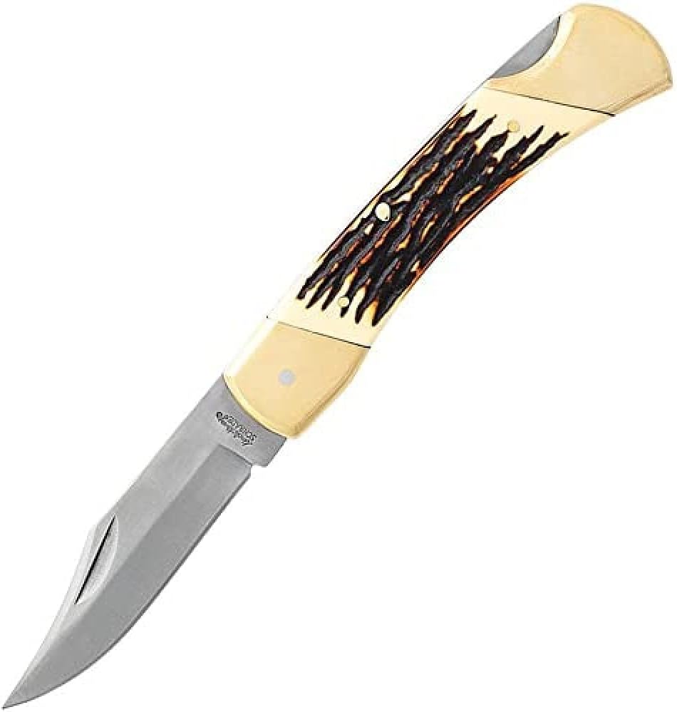 Uncle Henry LB8 Papa Bear – Cuchillo tradicional de bolsillo con punta de clip de 3.7 pulgadas, hoja SS de alto carbono, mango de estaglón,