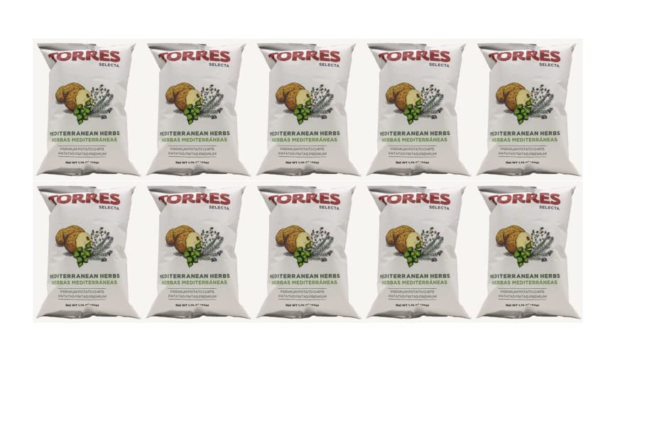 Torres Patatas Fritas Papas fritas españolas importadas de Barcelona, España Sabores exóticos (Heirbas Mediterraneas, 10 unidades)