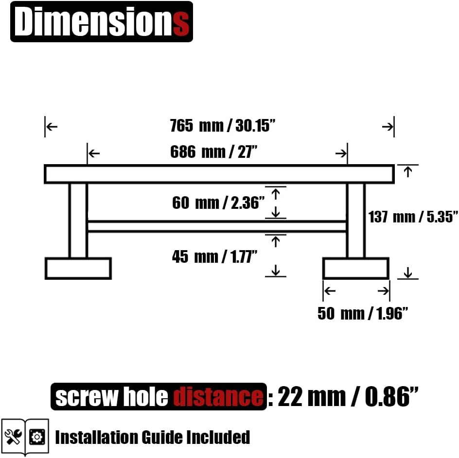 JQK Toallero de baño doble, oro cepillado de 27 pulgadas, acero inoxidable 304 de grosor de 0.031 in para baño, toallero de pared para montaje en
