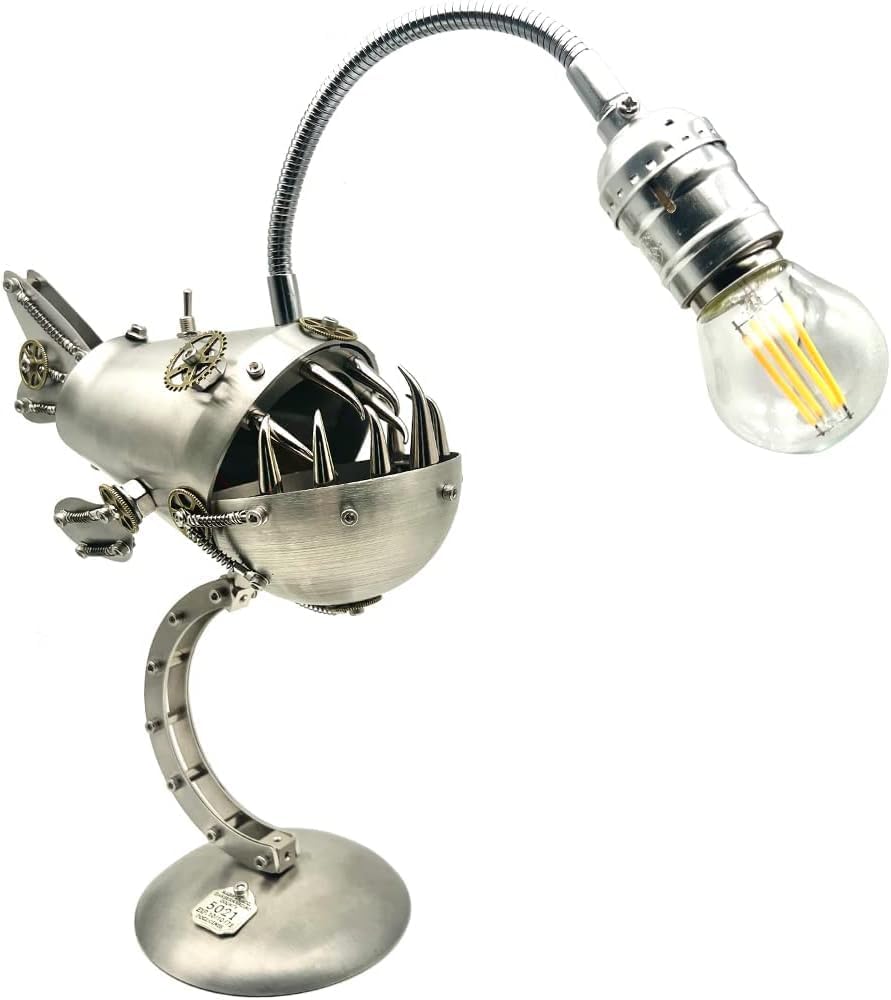 Rompecabezas de metal 3D, kit de manualidades para manualidades, modelo de lámpara de escritorio de pez pescador de metal 3D, para aliviar el estrés
