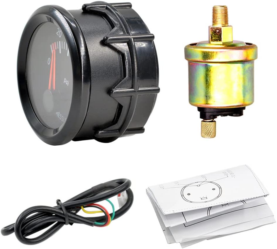 ESUPPORT Universal Coche 2.047 in puntero medidor de presión de aceite kit prensa PSI blanco LED indicador indicador Dail Display electrónico