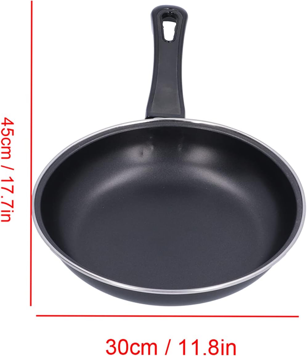 AUNMAS Sartén antiadherente, sartén MIni de acero inoxidable con pared gruesa, utensilios de cocina compatibles con todas las estufas, negro (11.8