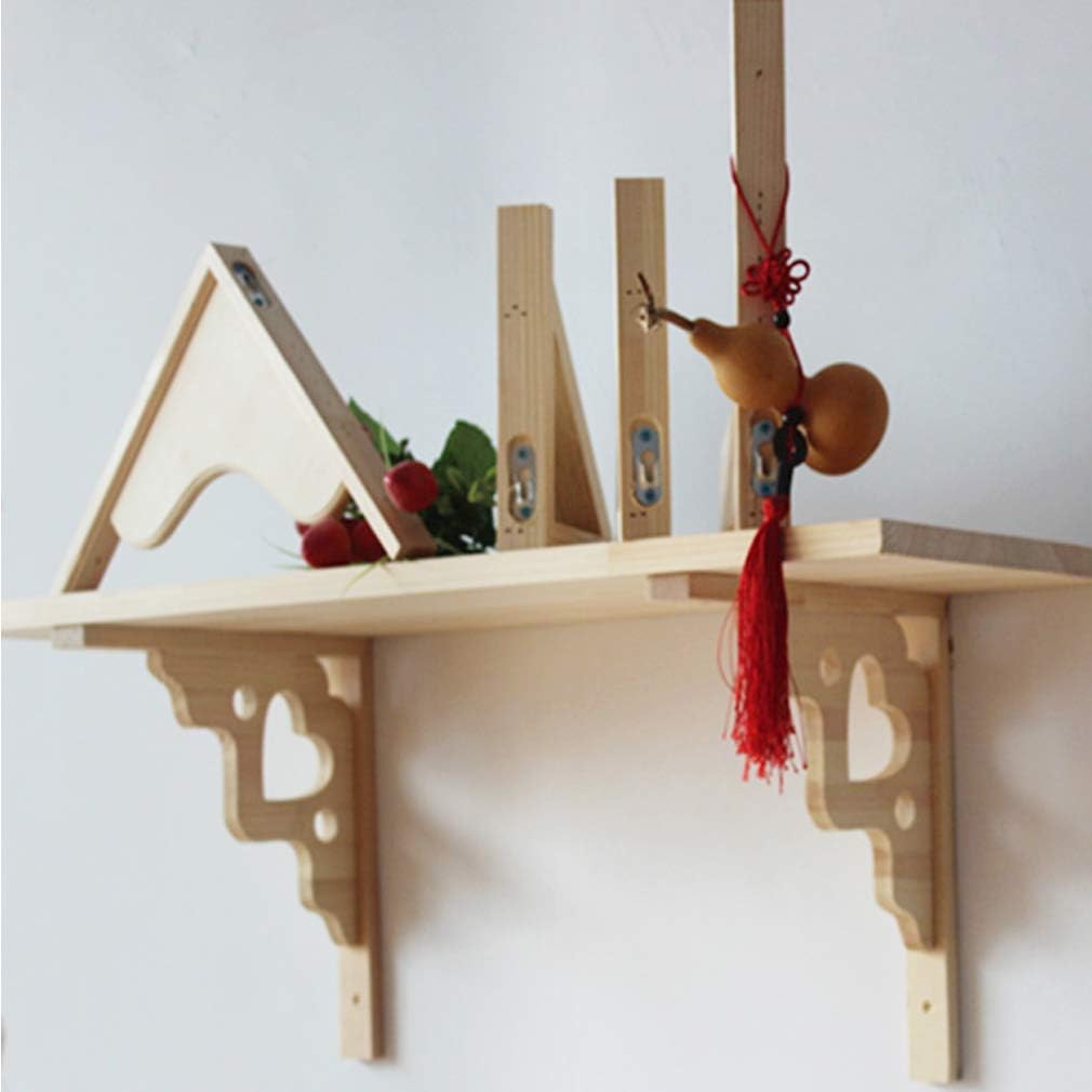 Creativos soportes de estante triangulares de madera maciza en forma de corazón sin pintar, soportes de estante ocultos para montaje en pared,