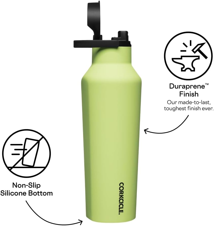 Corkcicle Botella de agua de viaje aislada de acero inoxidable con triple aislamiento, tapa de sorbo rápido de fácil agarre, mantiene las bebidas