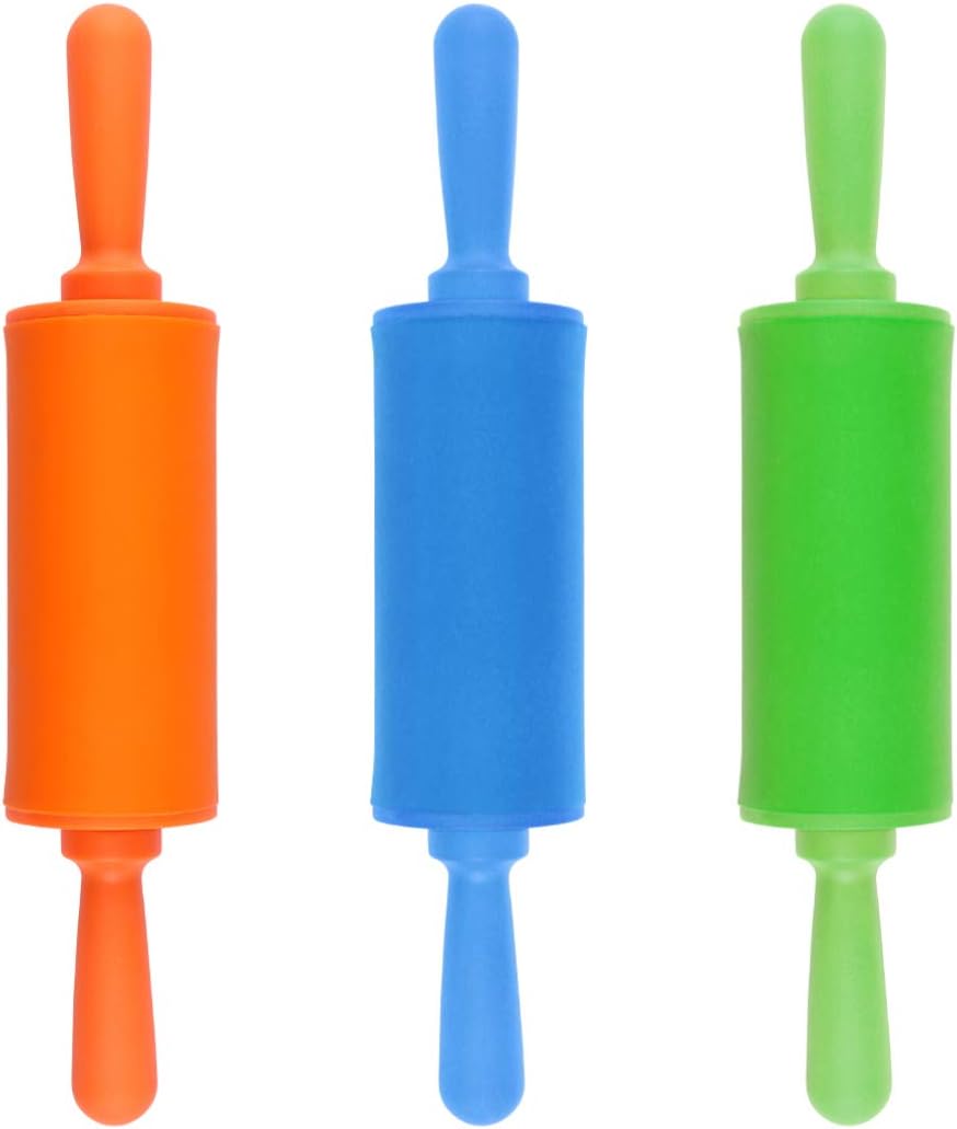STOBOK Mini rodillos para niños, herramientas de masa para el hogar, cocina, niños, paquete de 3 (color al azar)