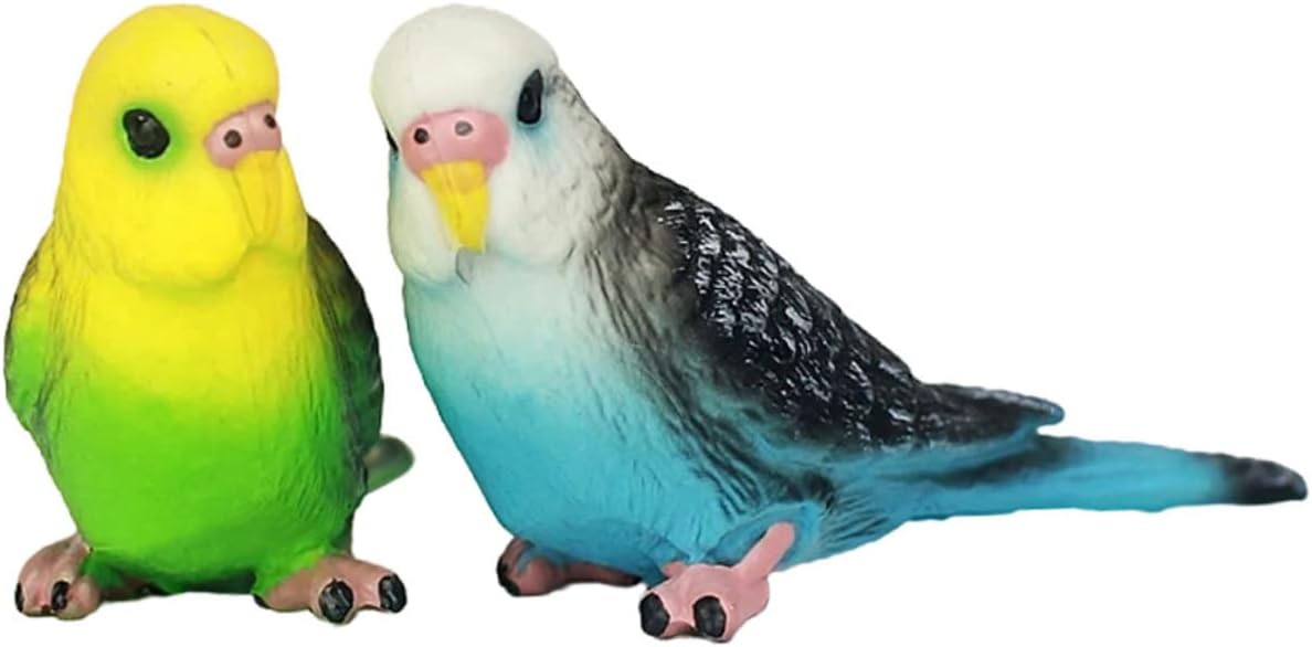 2 piezas de escultura de pájaro de loro de simulación, adornos de árbol de Navidad, figura de pájaro pequeño, decoración del hogar, pájaros, loro