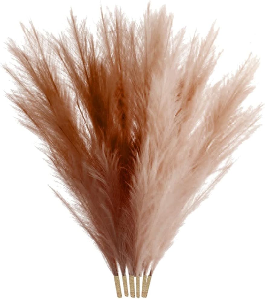 FRAKYEN Flores artificiales para decoración de mesa bohemia, decoración de pampas, flores secas de pampas, pompas marrones para boda, hogar,