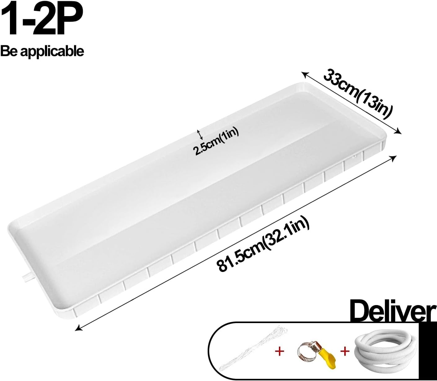Bandeja de goteo de aire acondicionado, unidad interiorexterior, bandeja de drenaje y recogida de agua, kit de drenaje (color blanco2m, tamaño A)