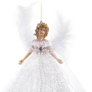 Muñeco colgante para árbol de Navidad, adorno de árbol de Navidad de ángel, colgante de árbol de Navidad, con ala de pluma, para decoración de árbol Muñeco colgante para árbol de Navidad, adorno de árbol de Navidad de ángel, colgante de árbol de Navidad, con ala de pluma, para decoración de árbol