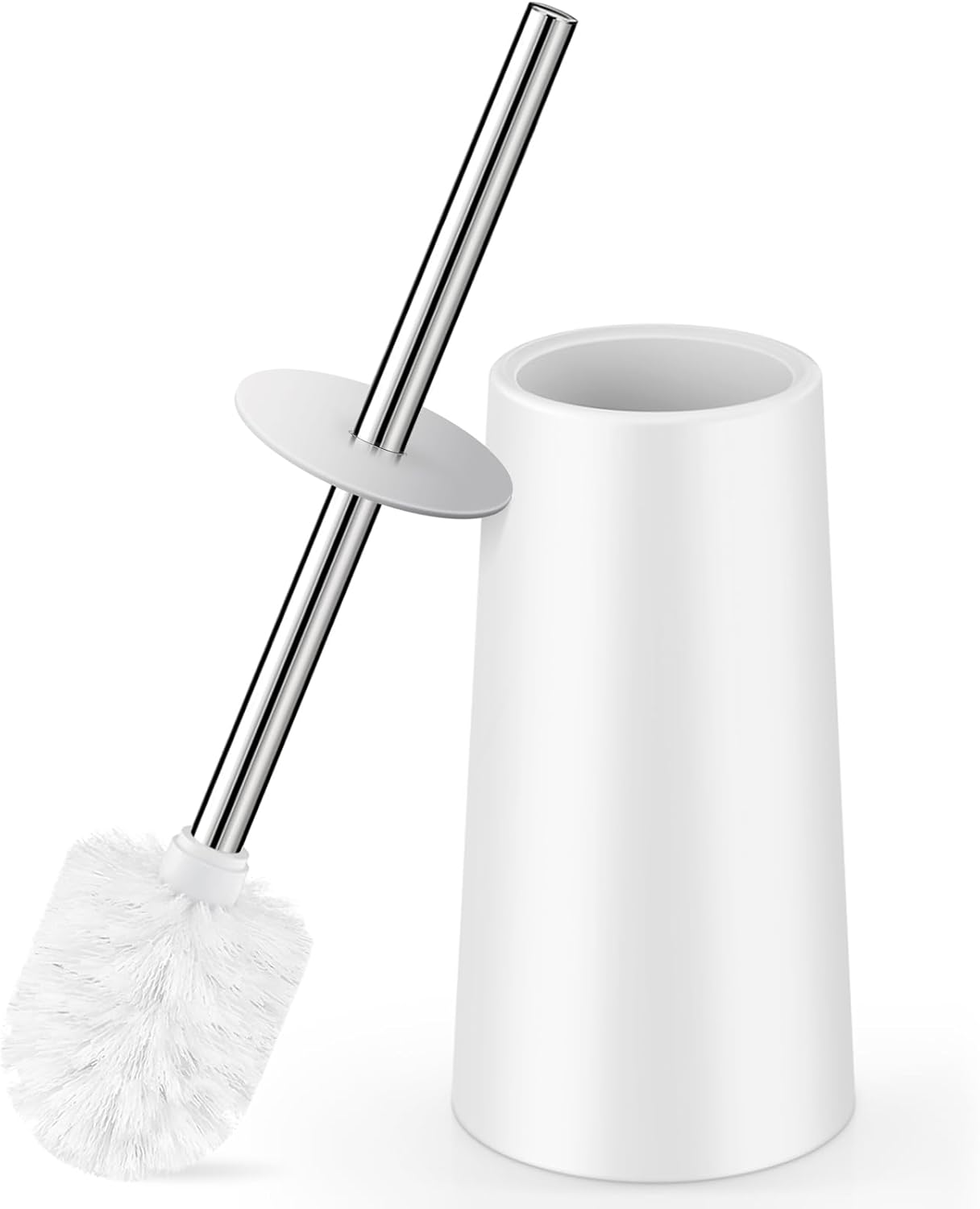 Escobilla de inodoro y soporte, escobilla de inodoro con mango largo de acero inoxidable 304, cepillo para inodoro de baño, cerdas de limpieza