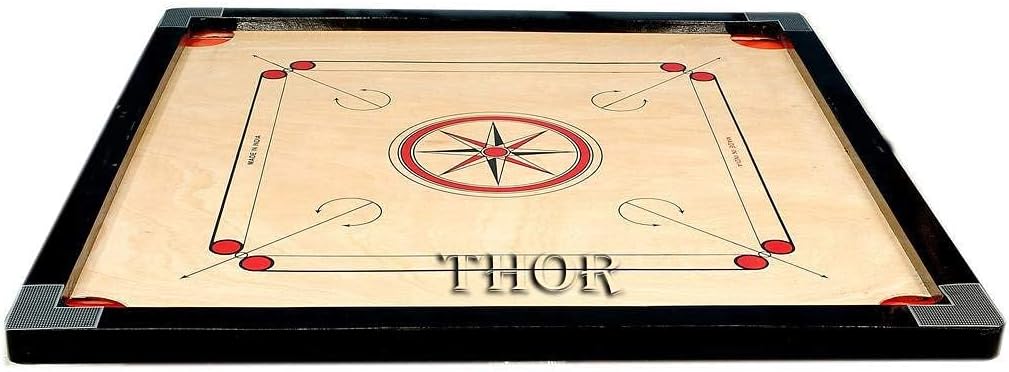 Tablero clásico de Carrom de madera negra para torneo con monedas y polvo tamaño completo de 32 pulgadas, estilo rústico, vintage, decoración del