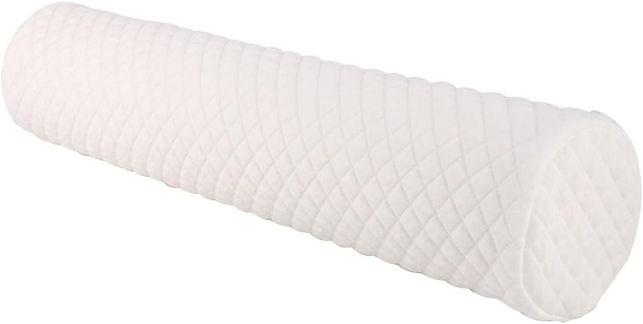 Qtqgoitem – Almohada cervical de cuello redondo de espuma viscoelástica con funda de algodón orgánico lavable (15 x 3 pulgadas, blanco) (modelo b25