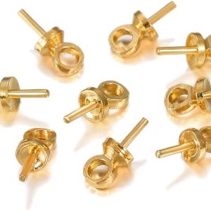 50 pines de latón con medio agujero, pasadores de ojo de tornillo para dijes, conector colgante de perla, accesorios de joyería perforados en la 50 pines de latón con medio agujero, pasadores de ojo de tornillo para dijes, conector colgante de perla, accesorios de joyería perforados en la