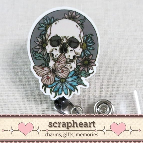 X-Ray Tech Badge Reel, Floral Skull Badge Reel, X-Ray Skull Badge Reel, Radiology BadgeClip, Cute Sugar Skull Badge, Radiology Badge Holder