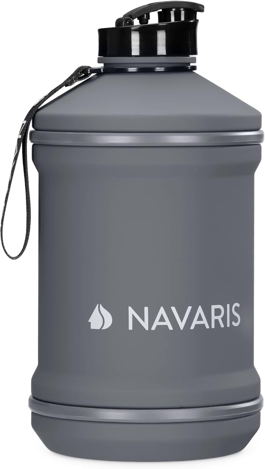 Navaris Botella de agua de medio galón, jarra de bebida de 74 onzas para gimnasio, deportes al aire libre, fitness, senderismo, camping, hogar,