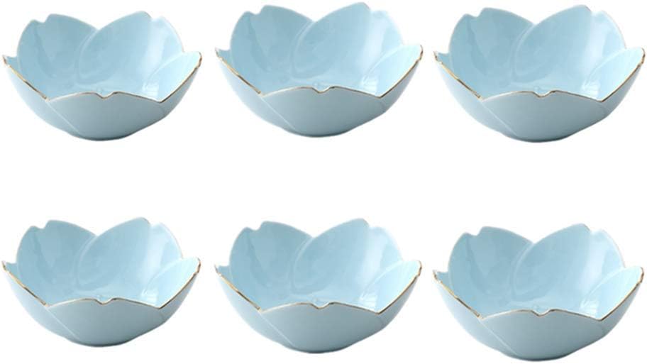 Juego de 6 platos de salsa de soja de estilo japonés, plato de porcelana de flor de cerezo, plato de condimento para sushi y soja, cuenco de postre