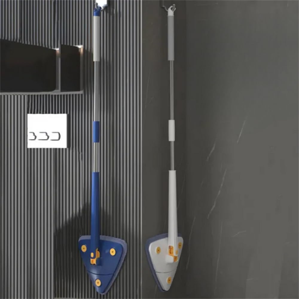 Cleangly – Trapeador giratorio triangular de 360, trapeador mágico de limpieza ajustable giratorio de 360, triángulo de trapeador brillante,