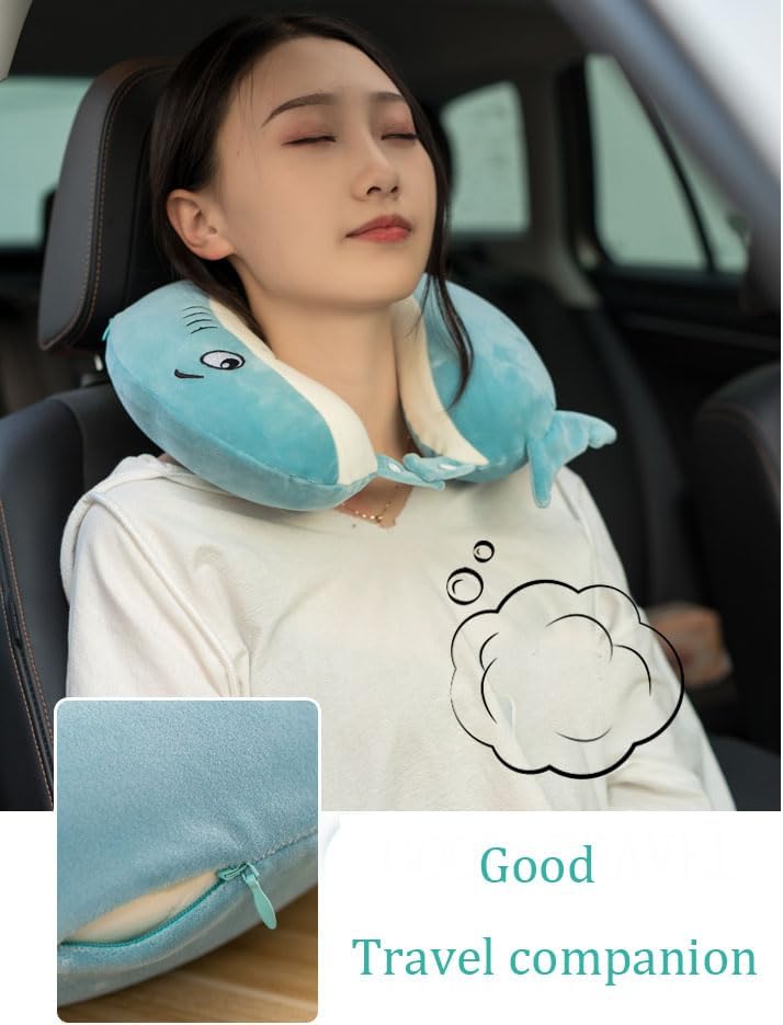 VIFINE Almohadas de cuello de espuma viscoelástica suaves y ajustables para avión, asiento de automóvil, viajes para niños y niñas
