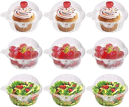 GOTOTOP Soporte individual para cupcakes, 400 unidades individuales individuales de plástico transparente para cupcakes, cajas con tapa para