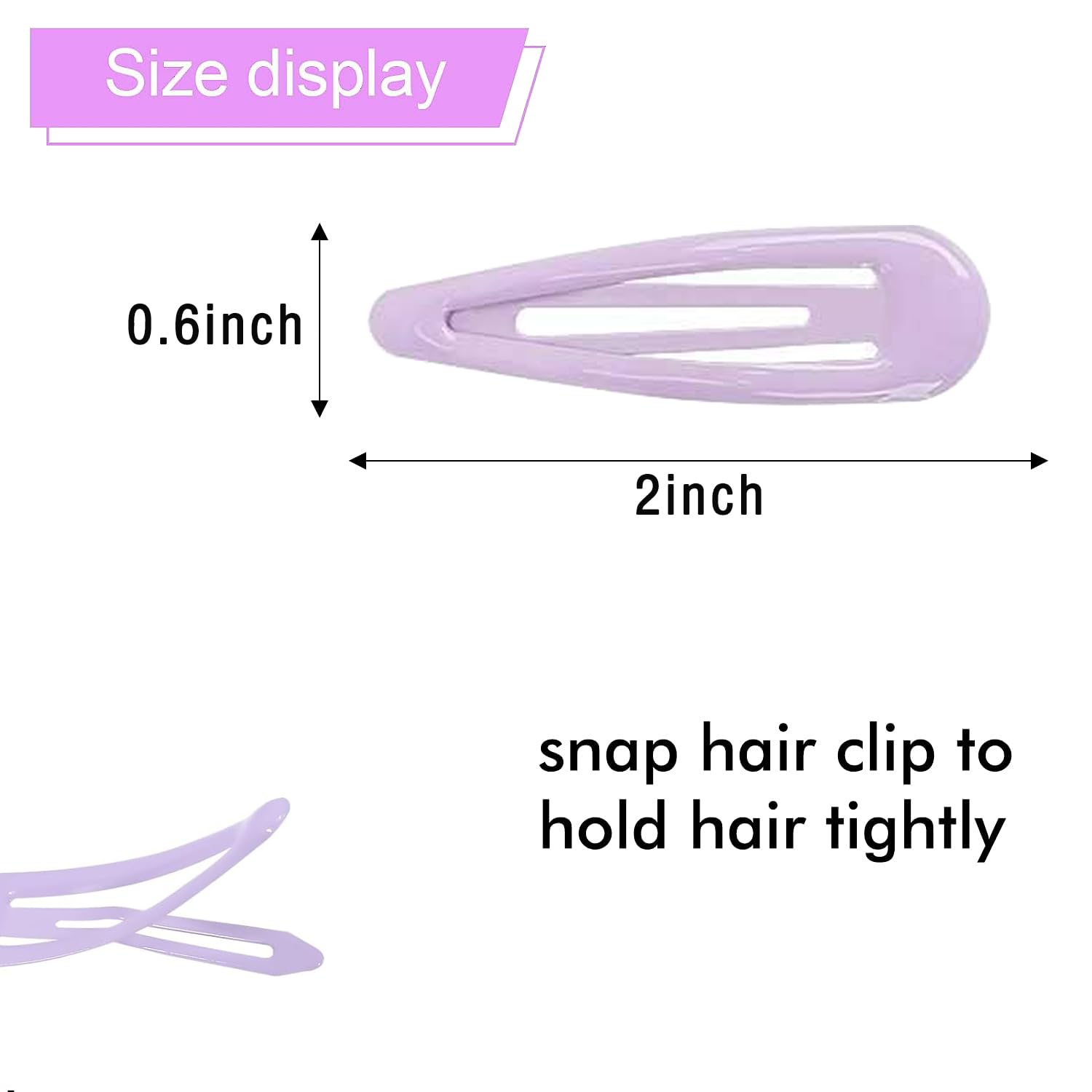40 pinzas para el cabello a presión, pinzas para el cabello dobladas de 2 pulgadas, pasadores de metal coloridos, accesorios para el cabello de
