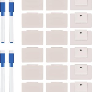 Trohestar Contenedor de etiquetas de metal con clip en cesta extraíble con marcadores de tiza para almacenamiento de tela, cesta de 18 soportes para Trohestar Contenedor de etiquetas de metal con clip en cesta extraíble con marcadores de tiza para almacenamiento de tela, cesta de 18 soportes para