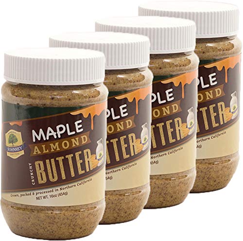Mantequilla de almendras de arce (16 onzas) de mantequilla de nuez crujiente hecha con almendras pasteurizadas al vapor de la granja familiar