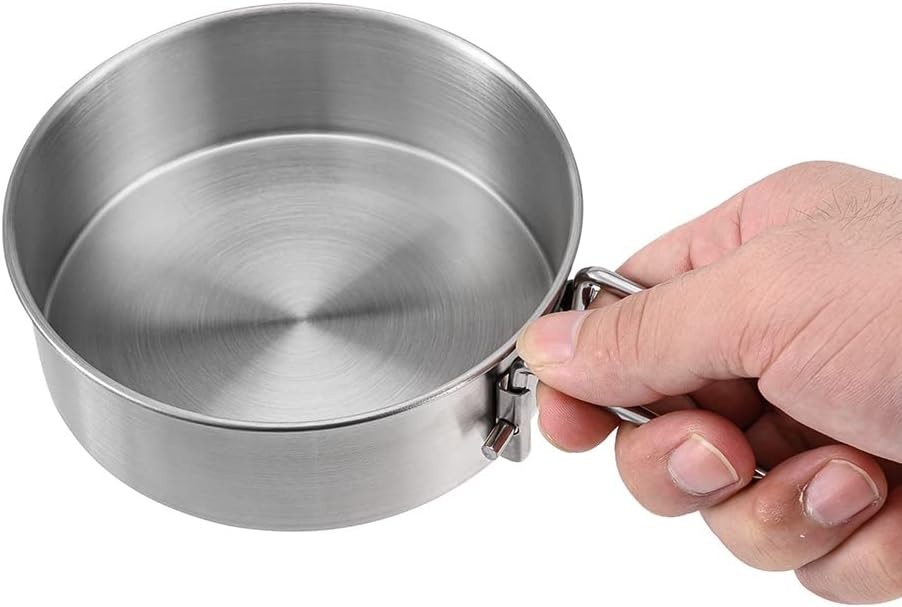 Juego de utensilios de cocina portátiles con estufa, juego de cocina de acero inoxidable, ligero, olla de cocina de supervivencia, kit de cocina