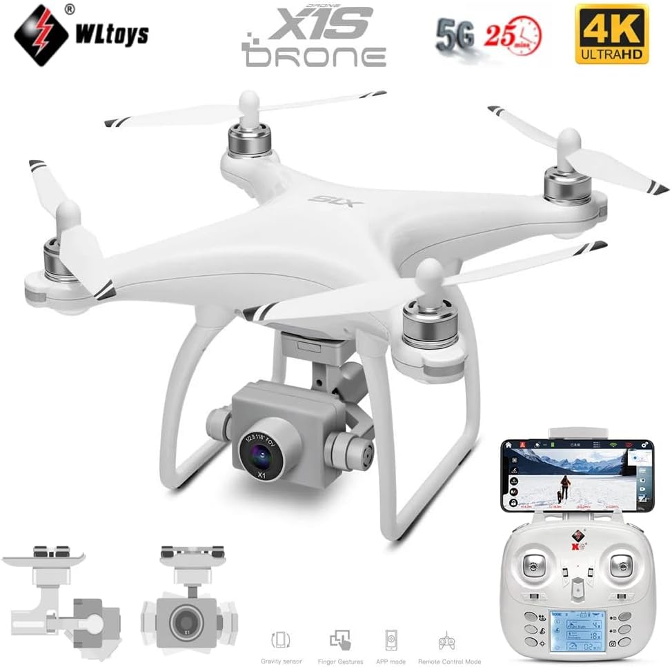 WLtoys Dron RC de alta velocidadhelicópterocuadricóptero X1S Drone con cámara 4K HD de 2 ejes cardán autoestabilizador 5G Wifi FPV GPS Brushsss RC
