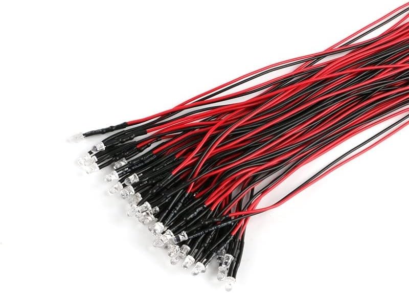 XMGKMN 10 luces LED F3 F5 de 0.118 in 0.197 in 7.9 in precableadas blanco, rojo, verde, azul, amarillo, UV RGB, lámpara de diodo de decoración