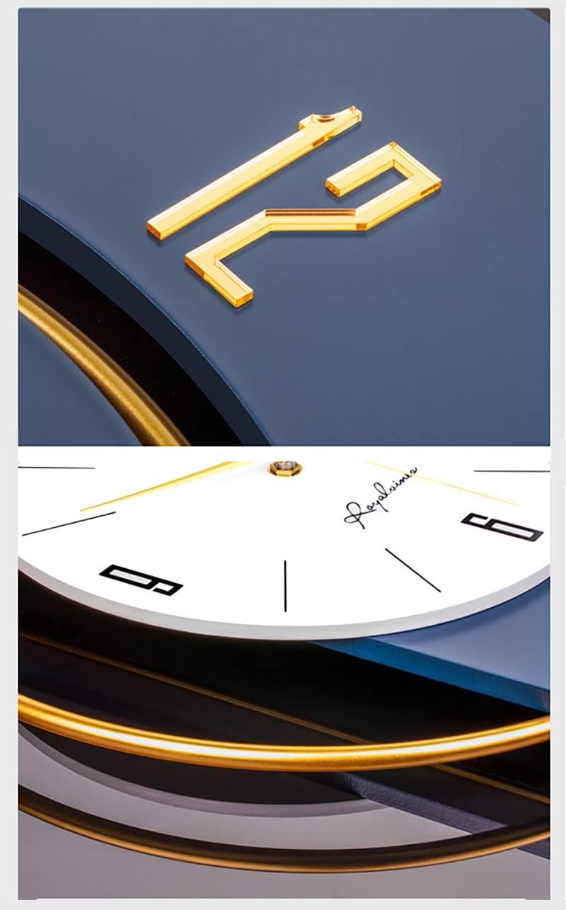 FLOERROYALE Reloj de pared grande para decoración de sala de estar, moderno reloj de pared silencioso de metal de madera, reloj de pared con