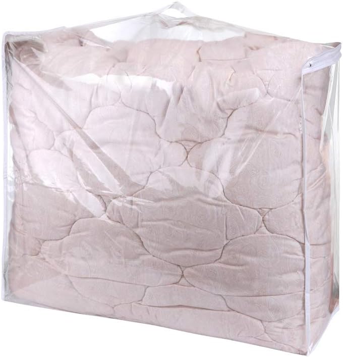 DiClavus – Juego de 2 bolsas de almacenamiento de vinilo transparente con cremallera, 24 x 20 x 11 pulgadas, organizador para ropa, edredón de PVC