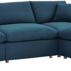 Modway Commix – Juego de sofá seccional tapizado de 4 piezas con relleno de plumón, color azul Modway Commix – Juego de sofá seccional tapizado de 4 piezas con relleno de plumón, color azul