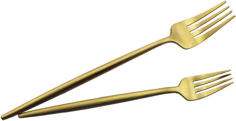JASHII Juego de cubiertos de acero inoxidable dorado mate, juego de cubiertos de oro, servicio para 4, juego de vajilla para el hogar y restaurante.
