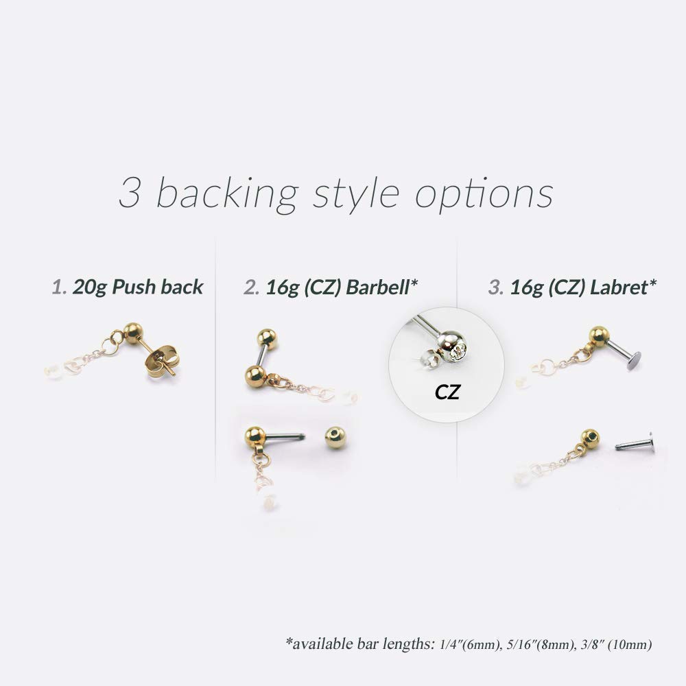 20g, 16g Feather cartilage earring, Rose Gold helix earring, Tragus ear stud labret, cartilage jewelry, Stainless Steel, Sold individually
