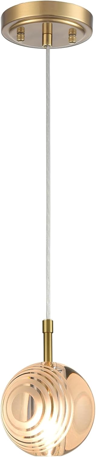 Moderna lámpara colgante redonda de cristal dorado con forma de globo de cristal, luces colgantes para isla de cocina, latón ajustable individual