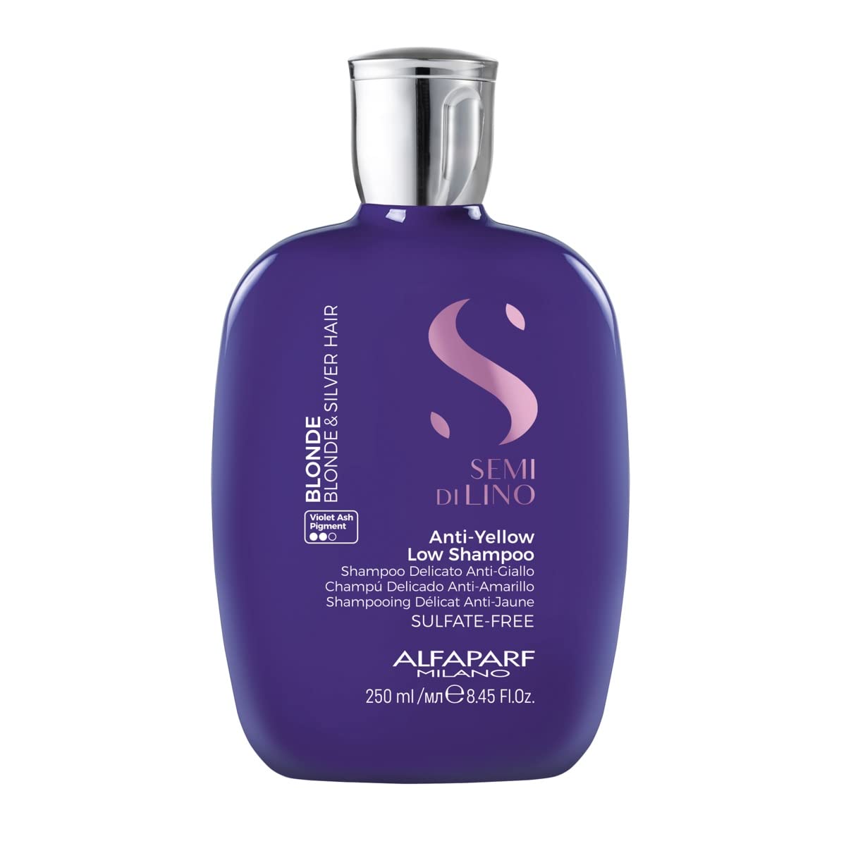Alfaparf Milano Semi di Lino – Juego de regalo anti-amarillo para cabello rubio, platino y plateado, champú, acondicionador y aerosol sin sulfato,