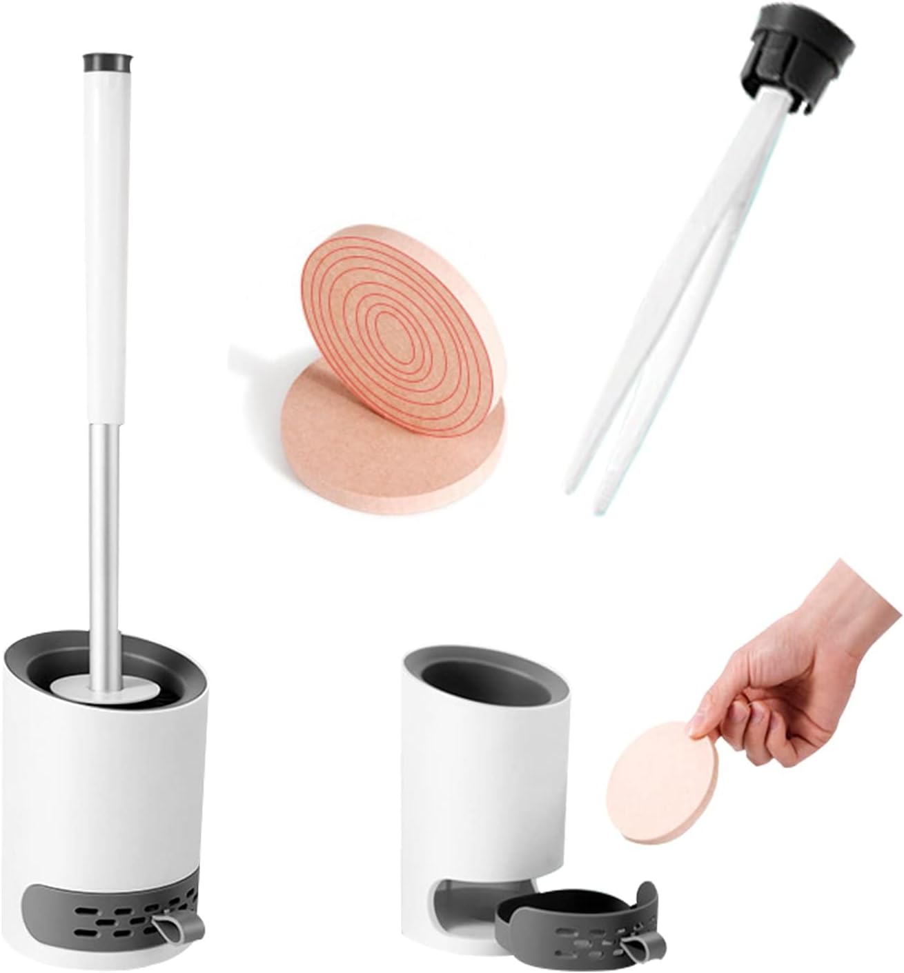 Escobilla de inodoro de acero inoxidable para inodoro, juego de cepillo de mango largo y soporte para baño con tapetes, accesorios de limpieza