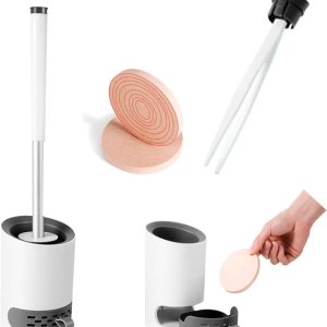 Escobilla de inodoro de acero inoxidable para inodoro, juego de cepillo de mango largo y soporte para baño con tapetes, accesorios de limpieza Escobilla de inodoro de acero inoxidable para inodoro, juego de cepillo de mango largo y soporte para baño con tapetes, accesorios de limpieza