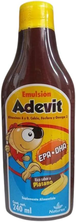 EMULSION ADEVIT ACEITE HIGADO DE BACALAO 8.1 fl oz Sabor PlátanoAceite de Hígado de Bacalao