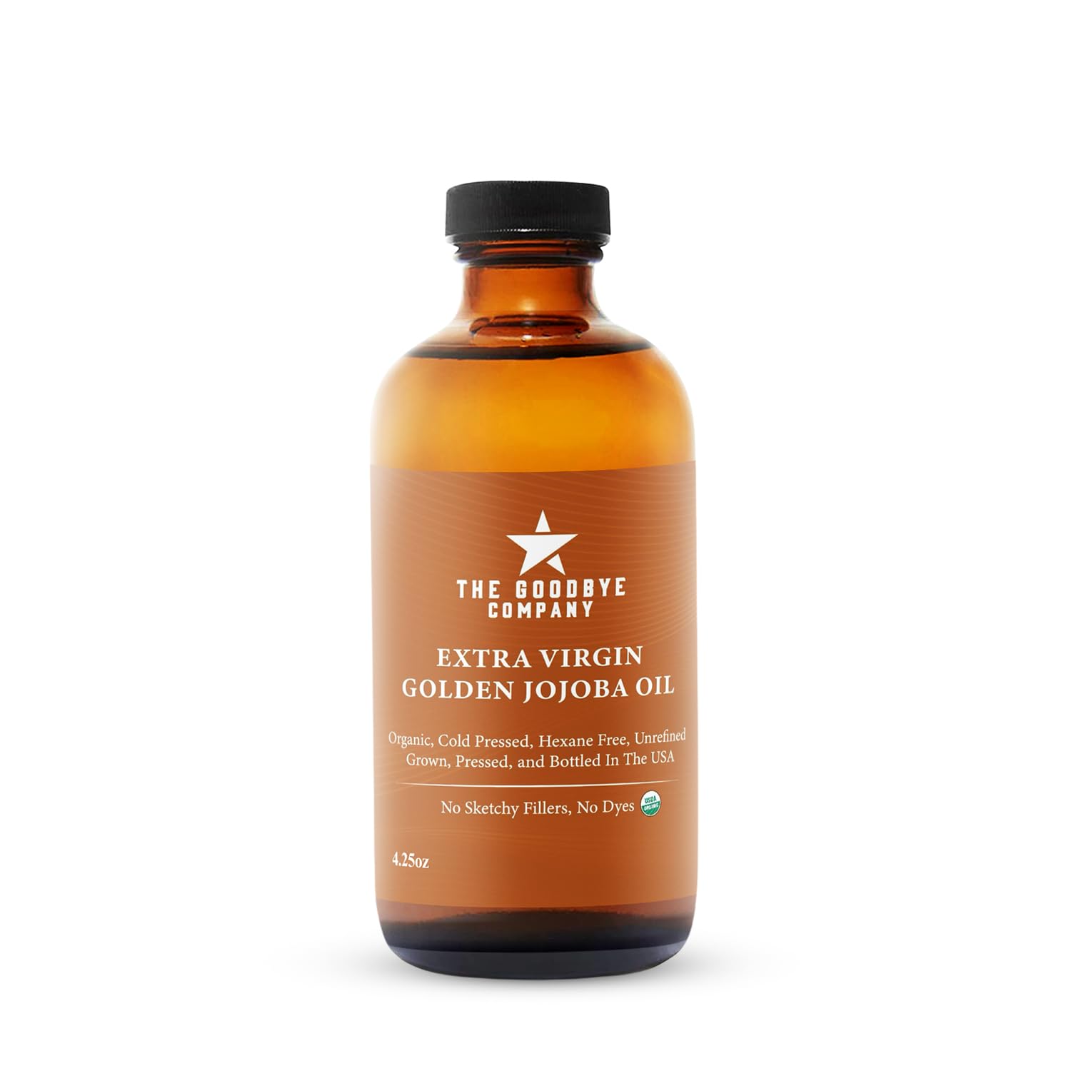 The Goodbye Company Aceite de jojoba dorado extra virgen orgánico USDA  4.25 onzas líquidas aceite de jojoba puro prensado en frío sin refinar
