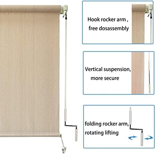 Persiana enrollable para exteriores de 8 pulgadas de ancho x 8 pies de altura, parasol inalámbrico para patio al aire libre, tipo persiana