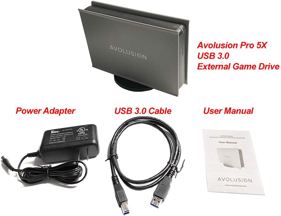 Avolusion PRO-5X – Disco duro externo USB 3.0 de 8 TB para PC, Mac, PS y Xbox (gris)