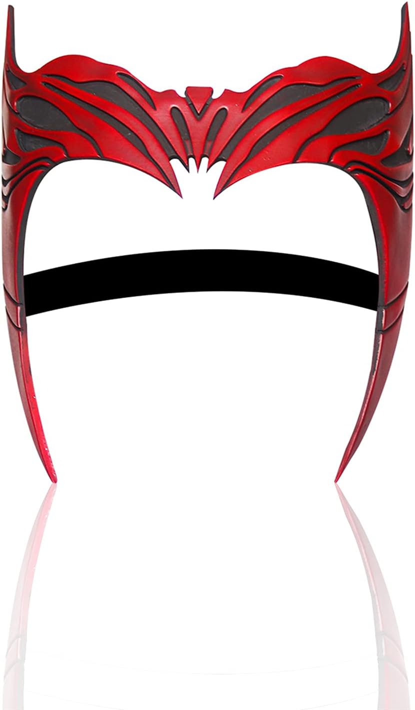 Corona Wanda con cuernos, máscara de supervillano, casco dorado, accesorios de cosplay para mascarada (tocado Wanda)