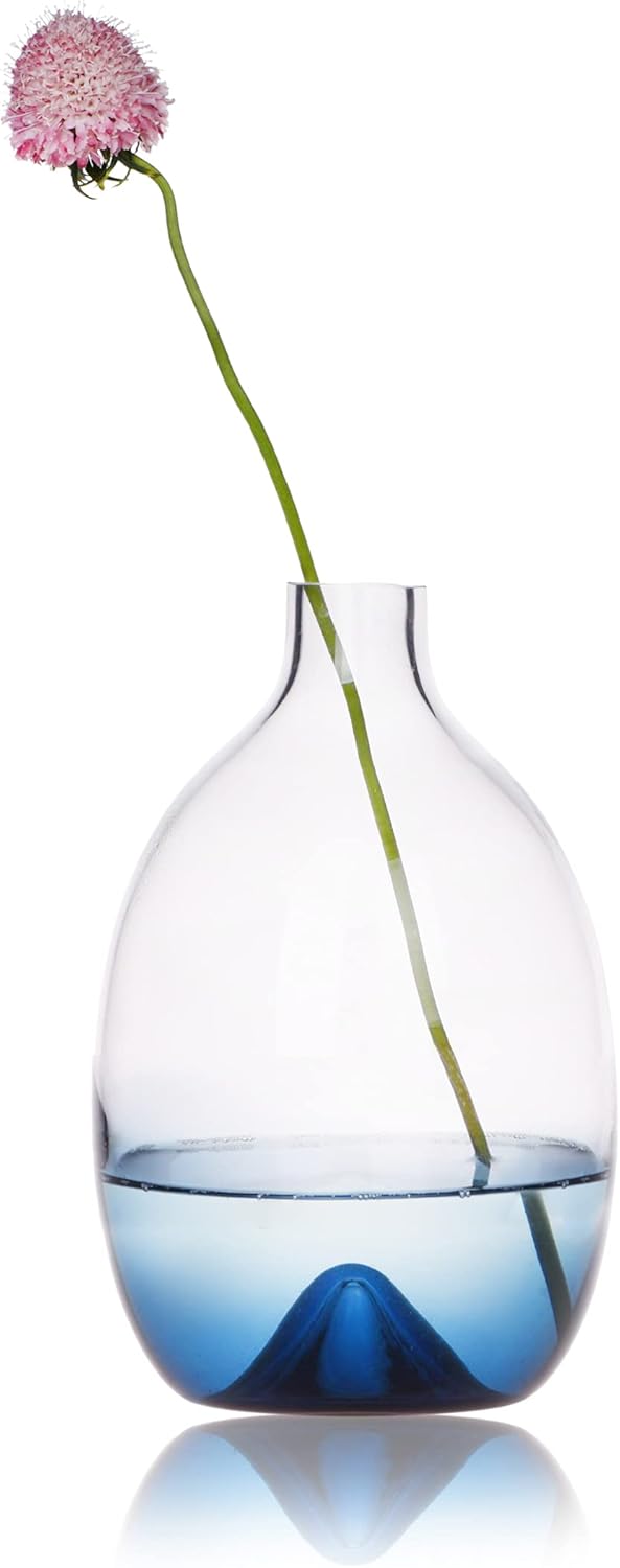 CONVIVA Jarrón de cristal para flores, moderno centro de mesa decorativo, diseño simple, soplado a mano, decoración del hogar, cocina, comedor, sala