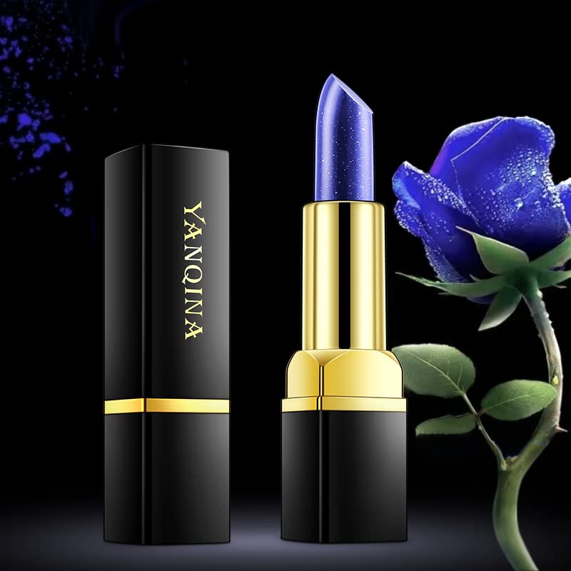 MEICOLY 2 lápices labiales azules brillantes, lápiz labial mágico que cambia de color, Labiales Magicos nutritivo bálsamo labial tintado labial,
