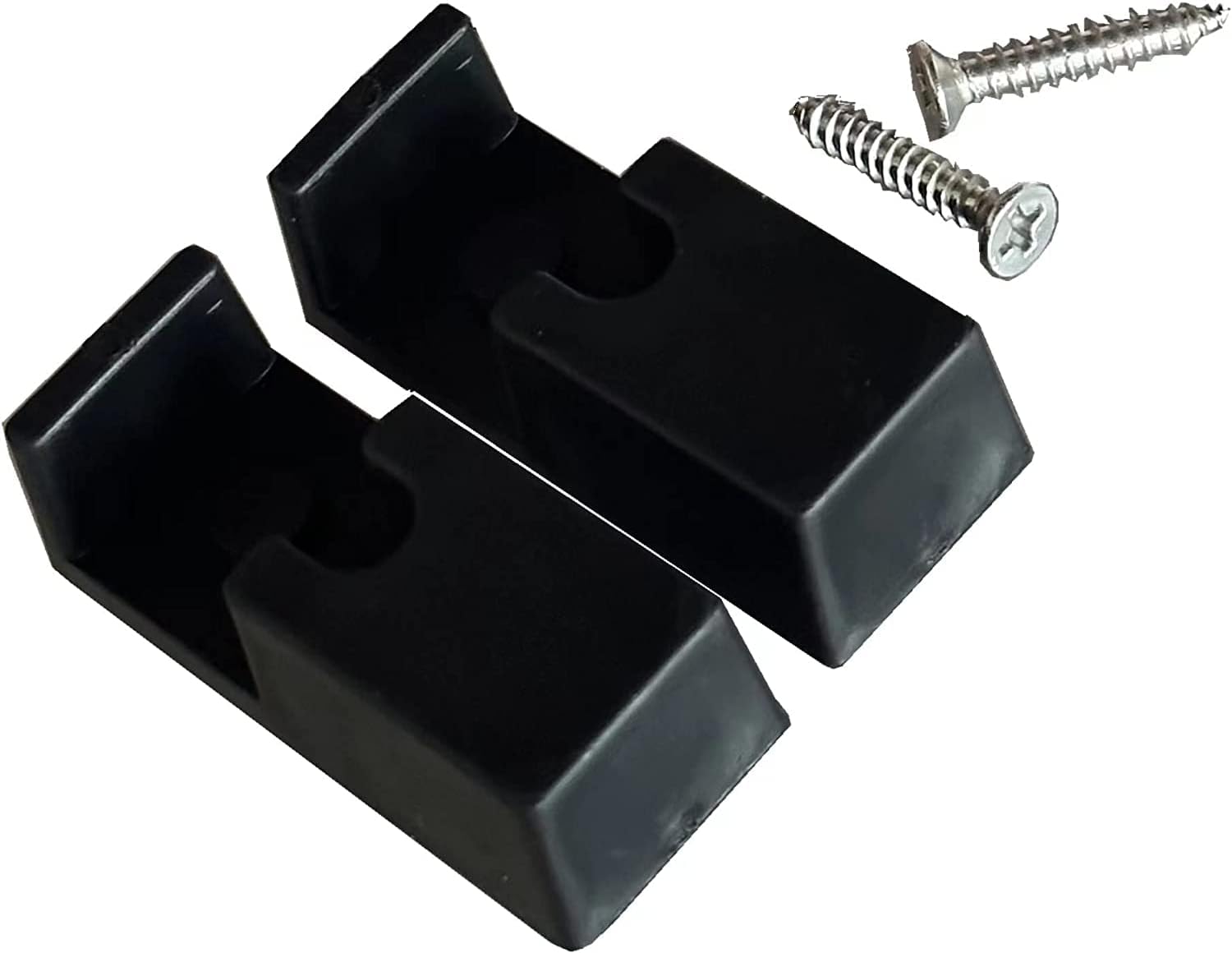 Jamba de pared para puerta de ducha, guía, color negro, equipado con 2 tornillos, paquete de 2