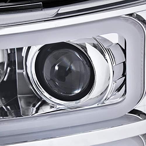 Spec-D Tuning Faros delanteros de proyector de barra de luz LED compatibles con Chevy Silverado 1500 2500 HD 3500 HD 2007-2013, conjunto de faros