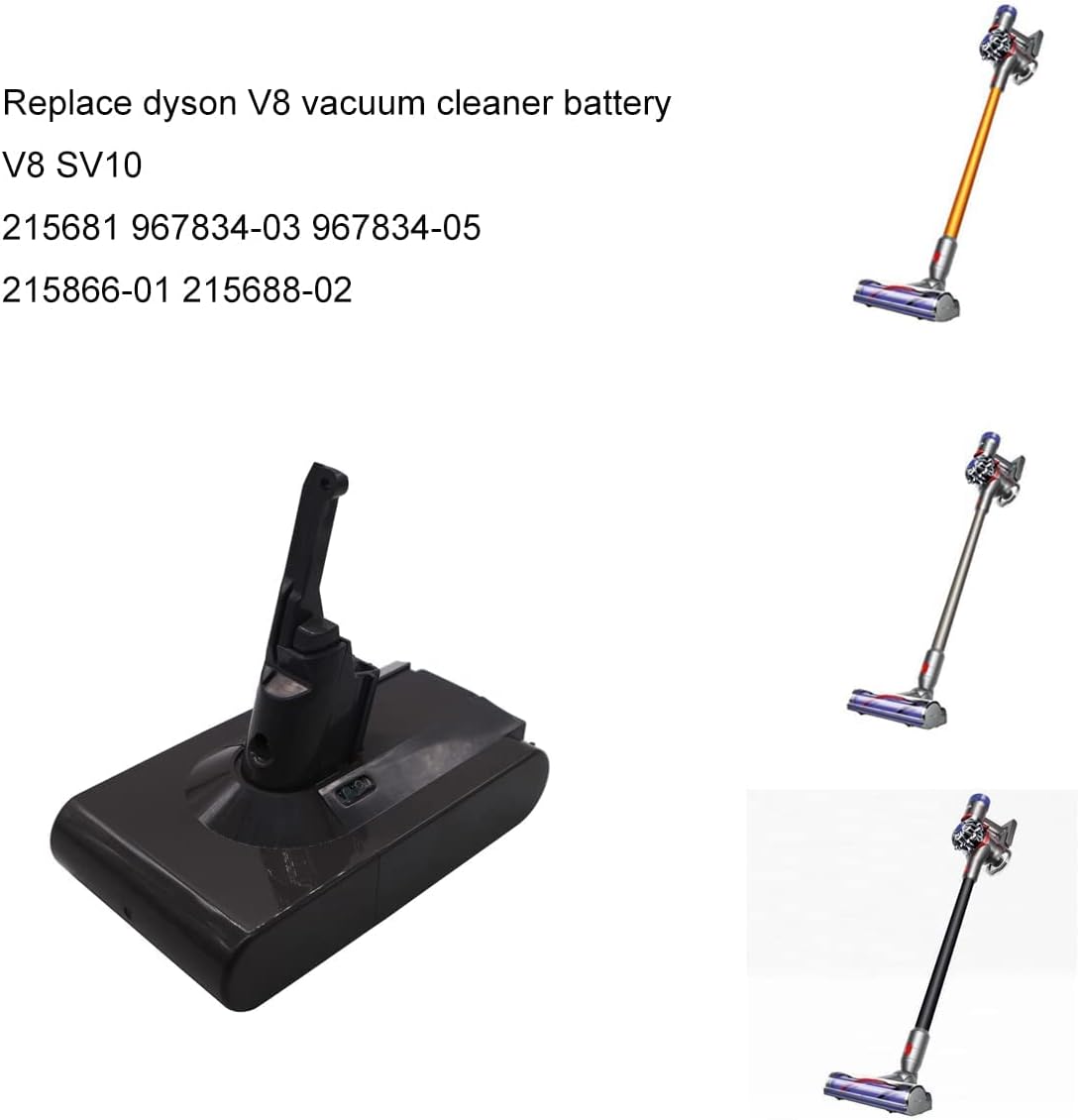 Batería 3000mAh 21.6V Compatible con V8 SV10 215681 967834-08 967834-05 Absolute Fluffy Animal Extra Colchón Trigger Motorhead
