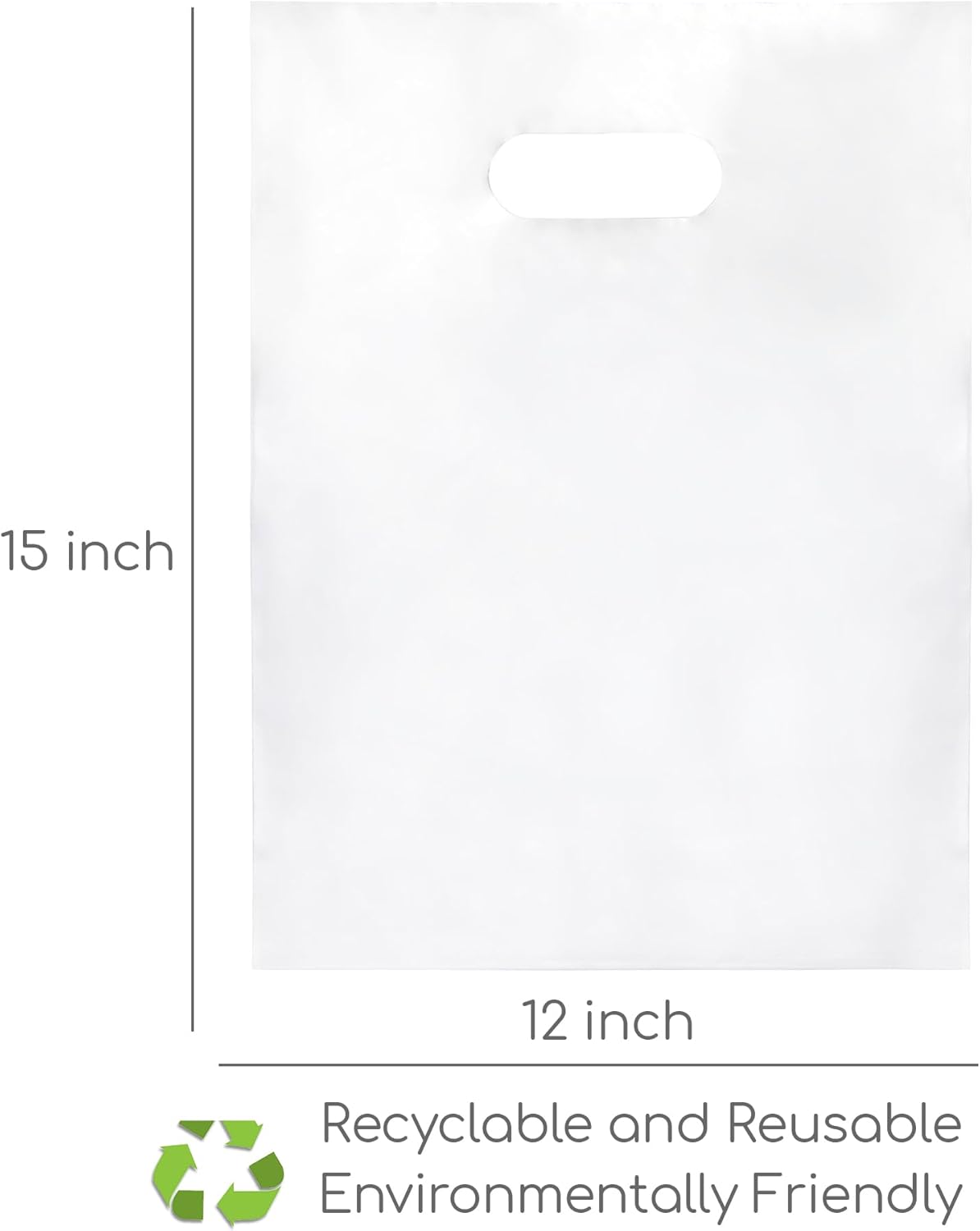 Choice Marts 100 bolsas de plástico transparente con asas de 2 mil, 12 x 15 pulgadas, bolsas de mercancía gruesas y brillantes, bolsas de compras